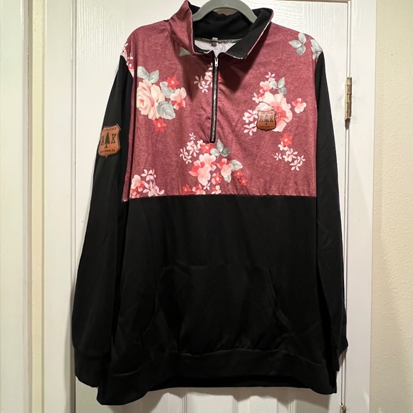 Alaska Chicks Co. Women’s Pullover Hoodie - Maroon Floral/Black - XXL - NWOT - Picture 2 of 5